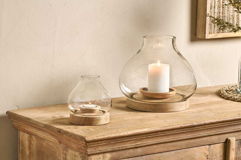 Lanterne en bois de manguier Naryla - Naturel