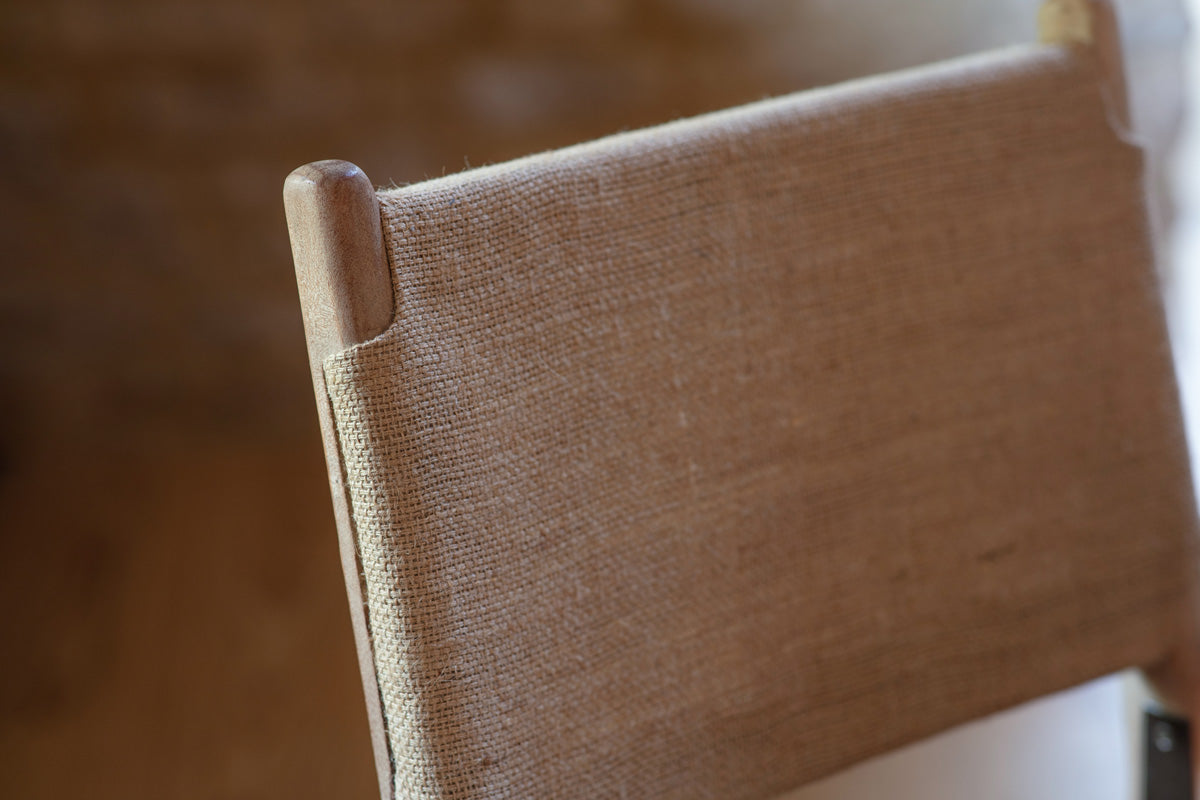 Chaise de comptoir Nayan en cuir et jute - Beige