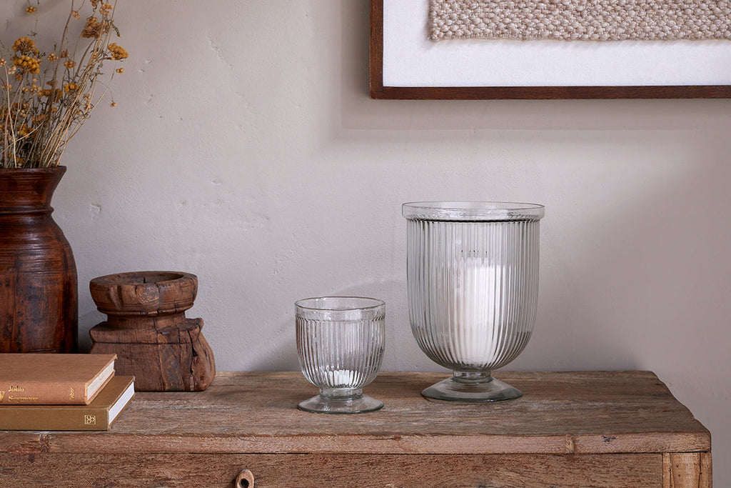 Bougeoir en verre recyclé Nia - Transparent