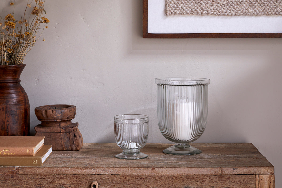 Bougeoir en verre recyclé Nia - Transparent