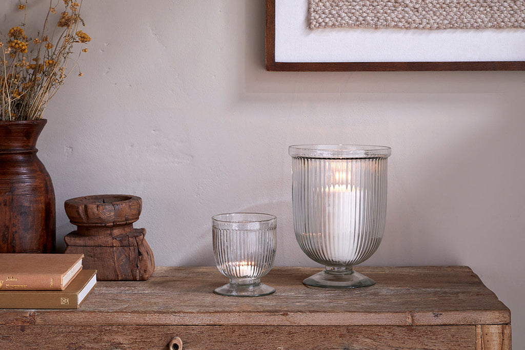 Bougeoir en verre recyclé Nia - Transparent