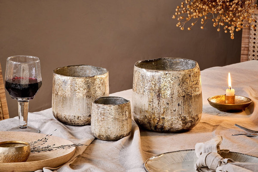 Bougie chauffe-plat en verre recyclé Nimit