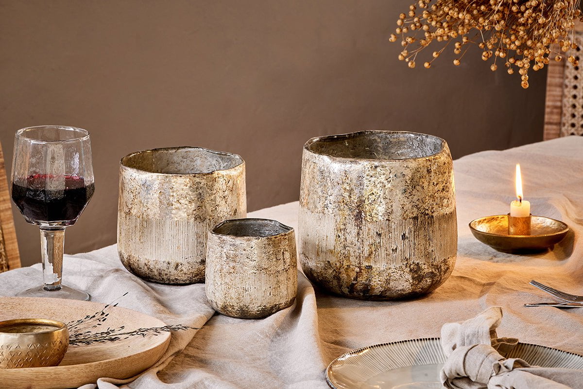 Bougie chauffe-plat en verre recyclé Nimit