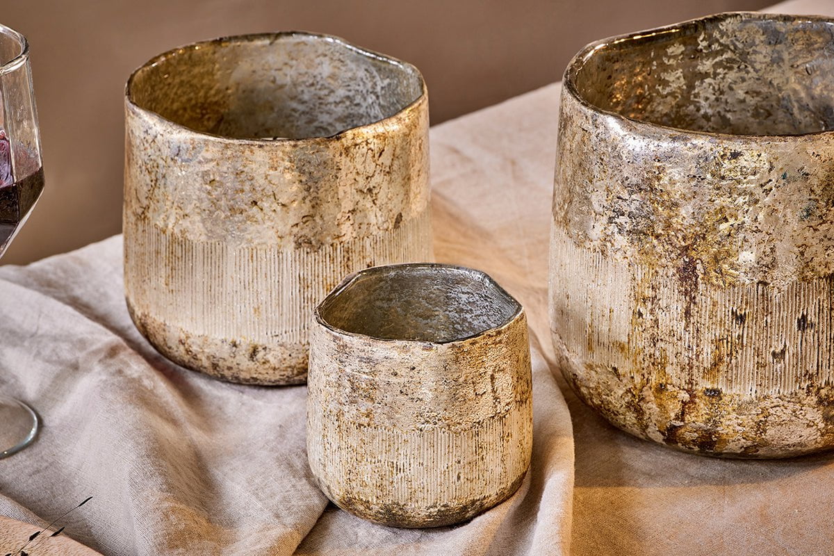 Bougie chauffe-plat en verre recyclé Nimit