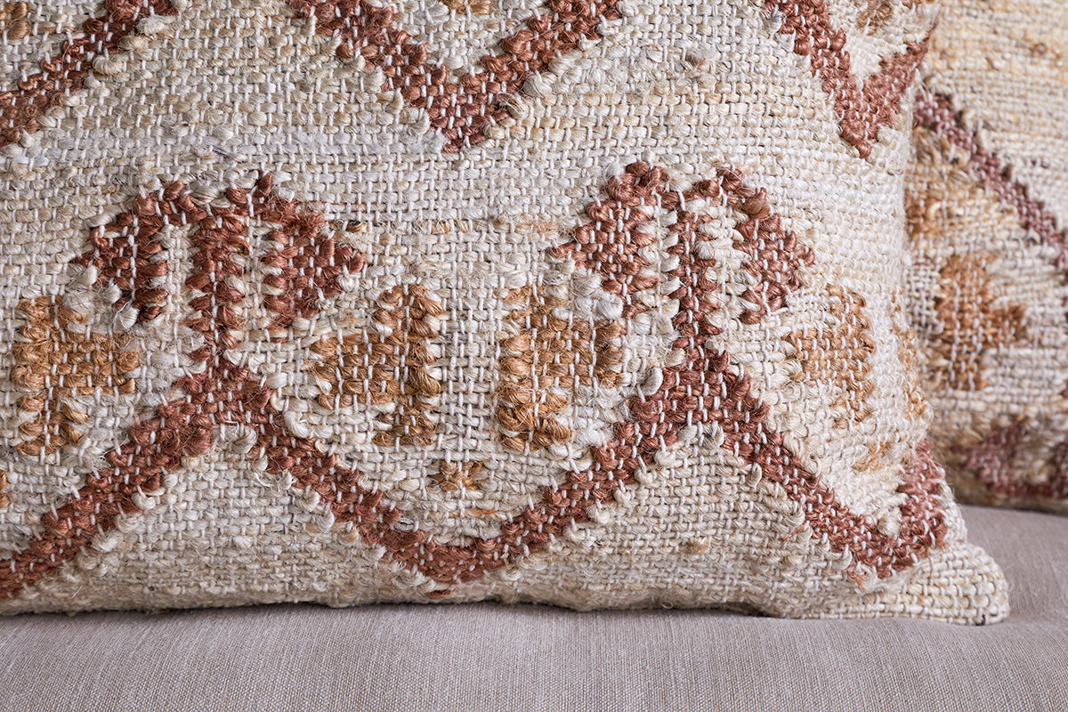 Housse de Coussin Nuvali en Coton et Jute - Rouille
