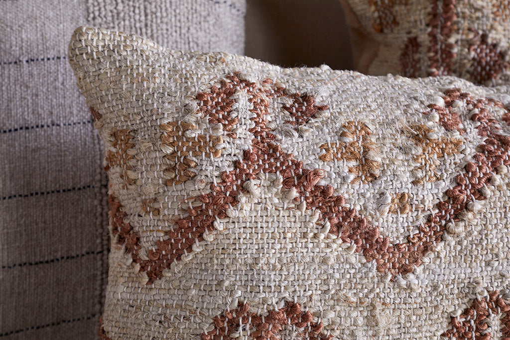 Housse de Coussin Nuvali en Coton et Jute - Rouille