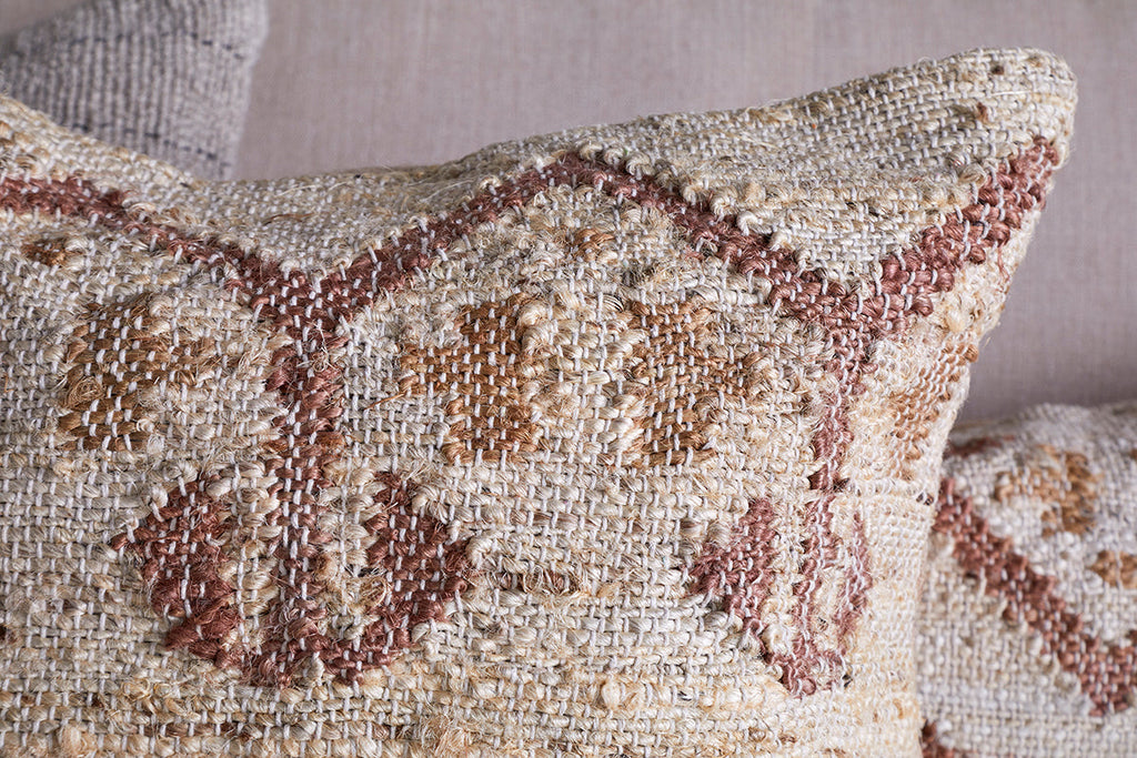 Housse de Coussin Nuvali en Coton et Jute - Rouille