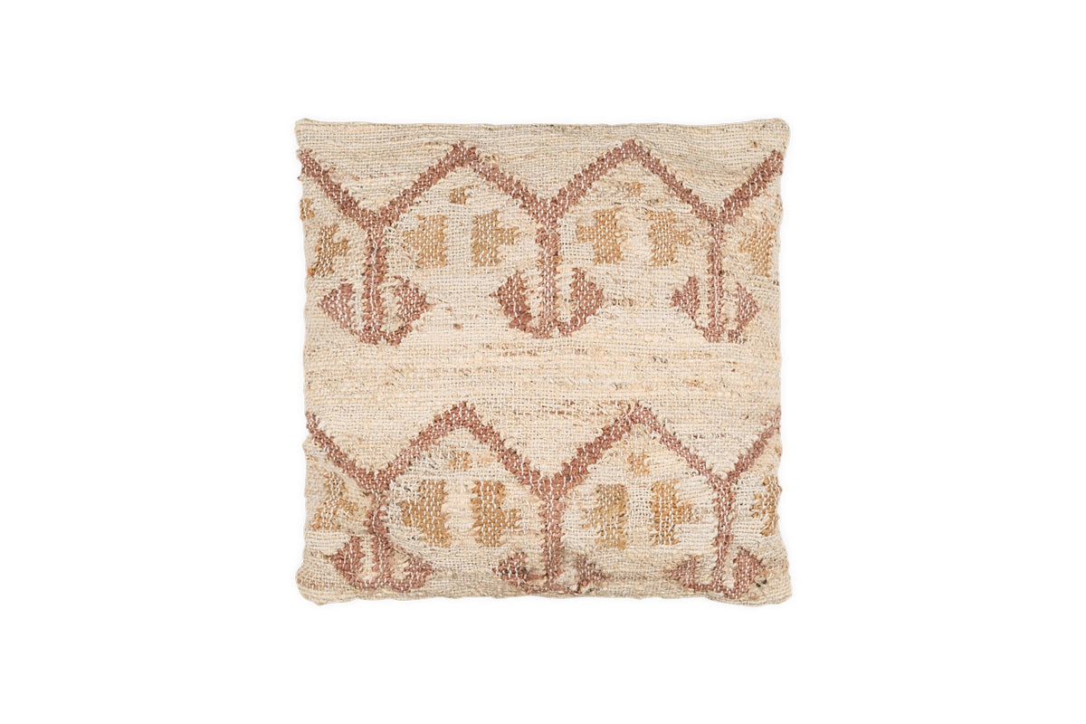 Housse de Coussin Nuvali en Coton et Jute - Rouille