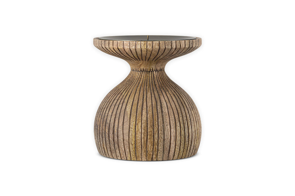 Bougeoir Omari en bois de manguier - Naturel