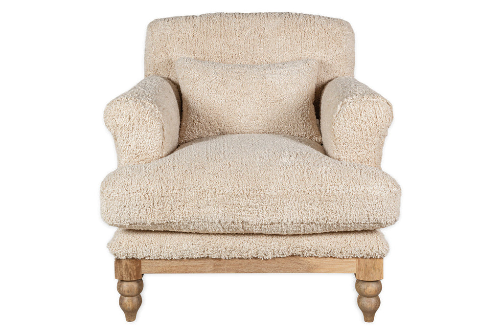 Fauteuil Otas Teddy en coton - Blanc cassé