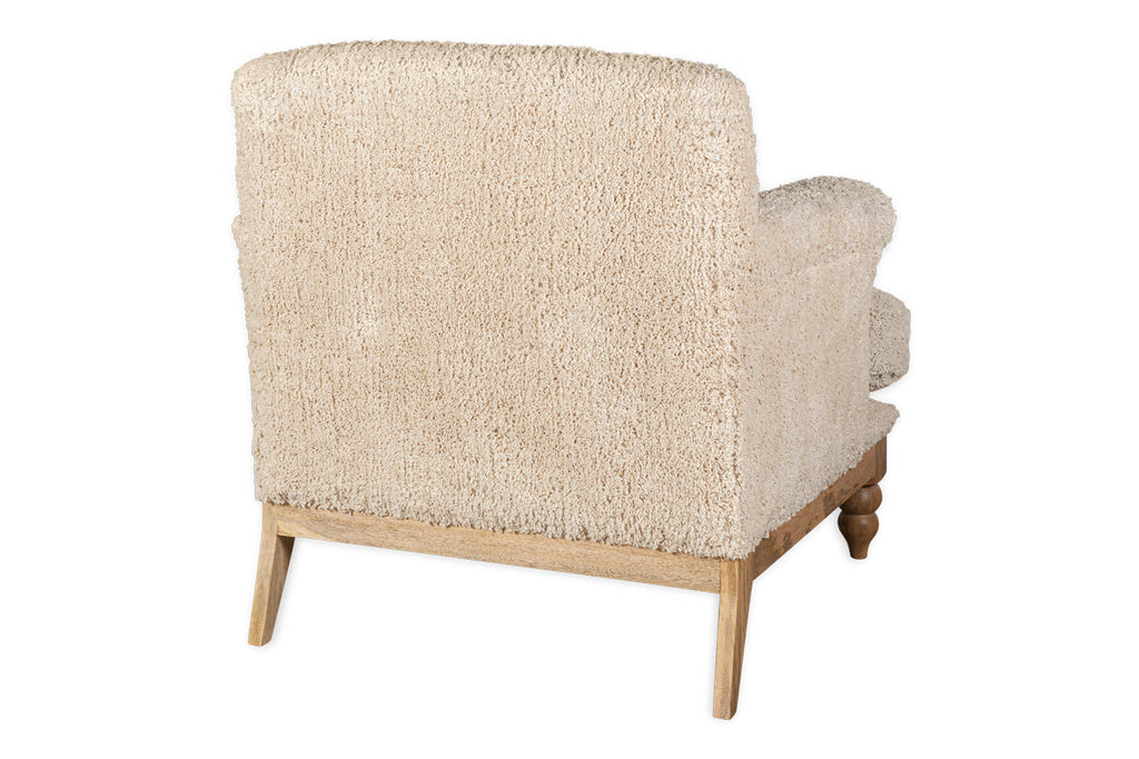 Fauteuil Otas Teddy en coton - Blanc cassé