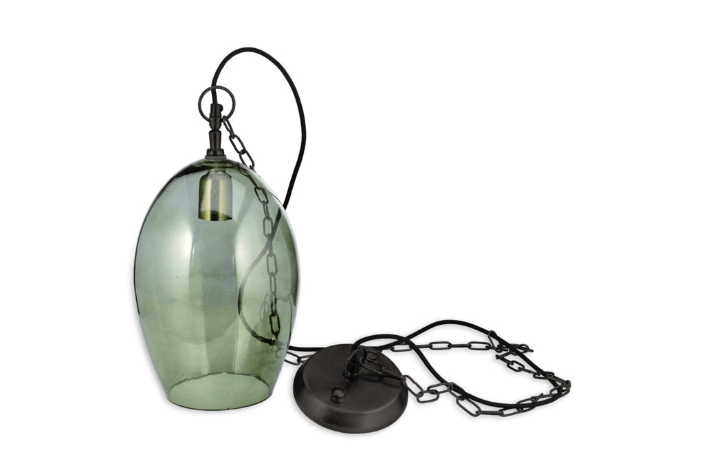Suspension Otoro en verre recyclé - Verte - Grand ovale