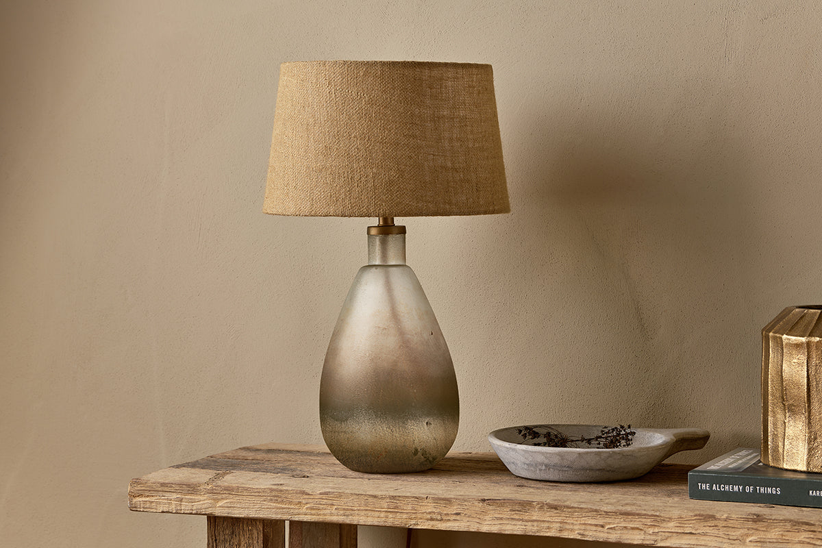 Lampe de table Palla en verre recyclé - Gris fumé rustique