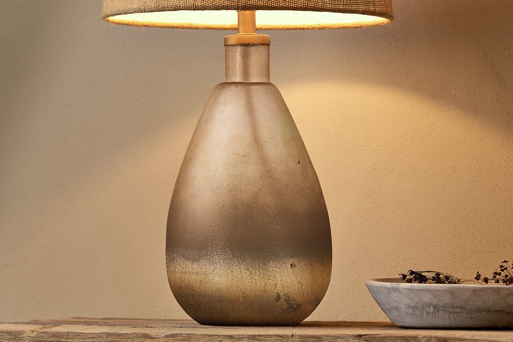 Lampe de table Palla en verre recyclé - Gris fumé rustique