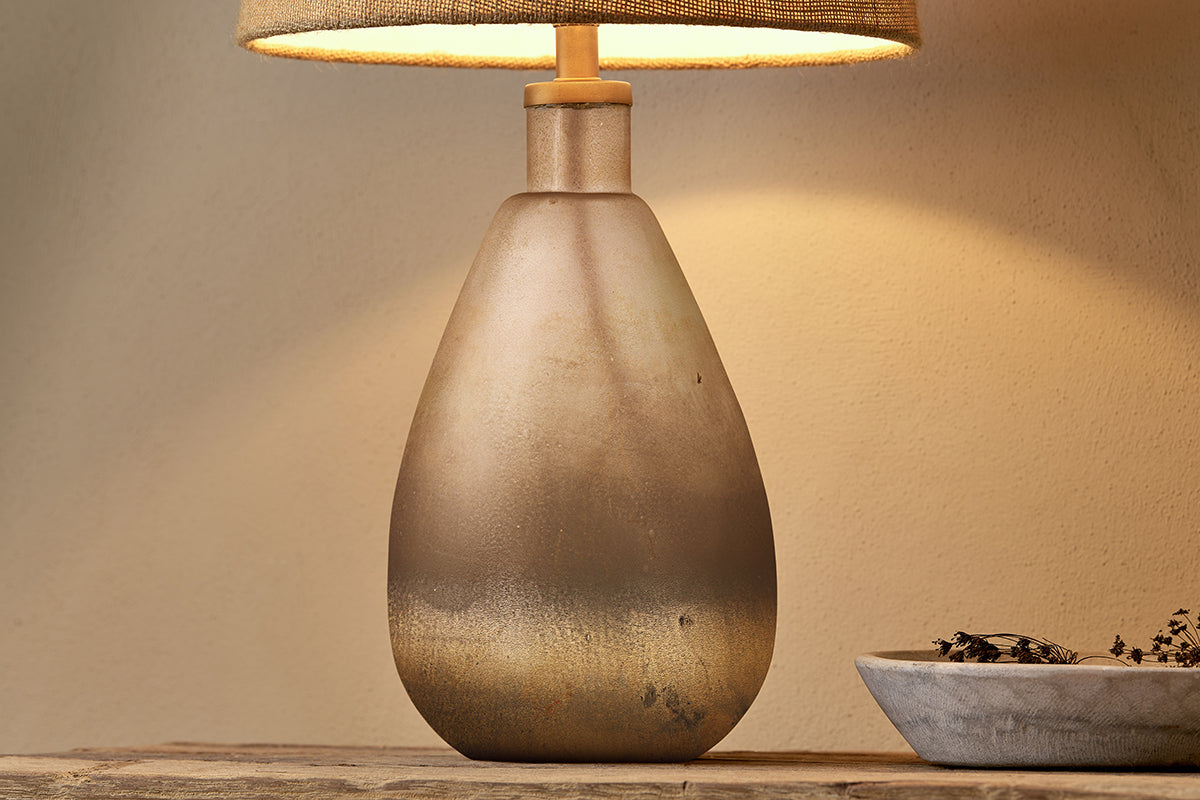 Lampe de table Palla en verre recyclé - Gris fumé rustique