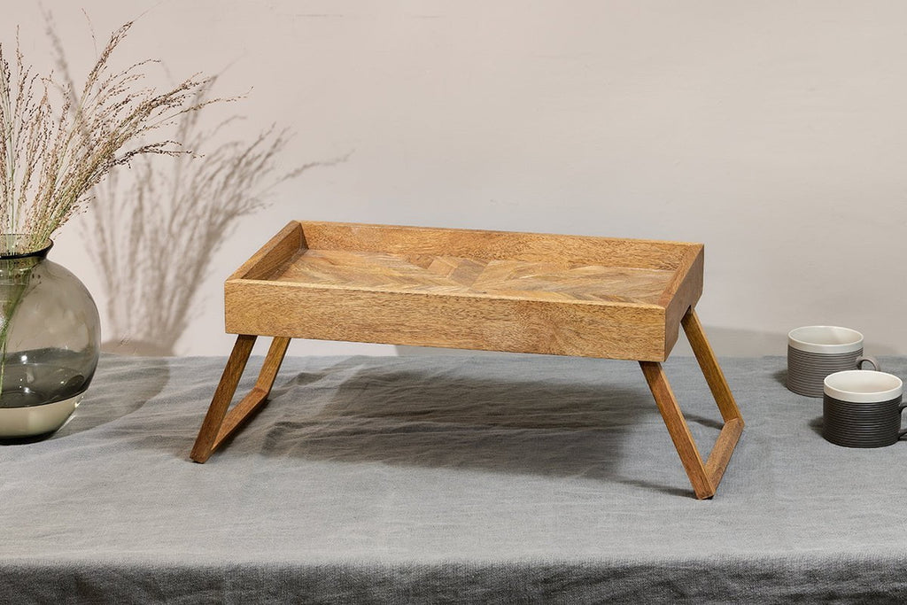 Plateau de petit-déjeuner en bois de manguier Pawi