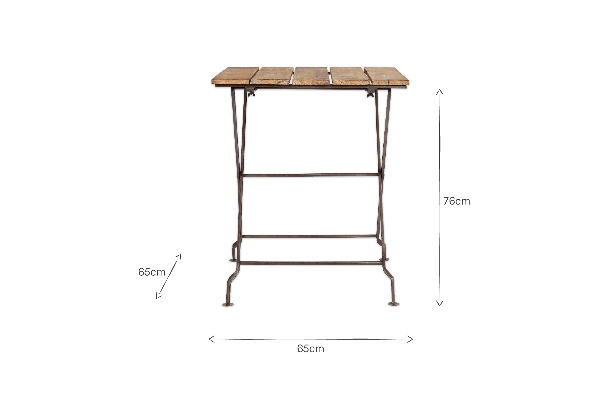 Table pliante en bois et fer recyclés de Rishikesh
