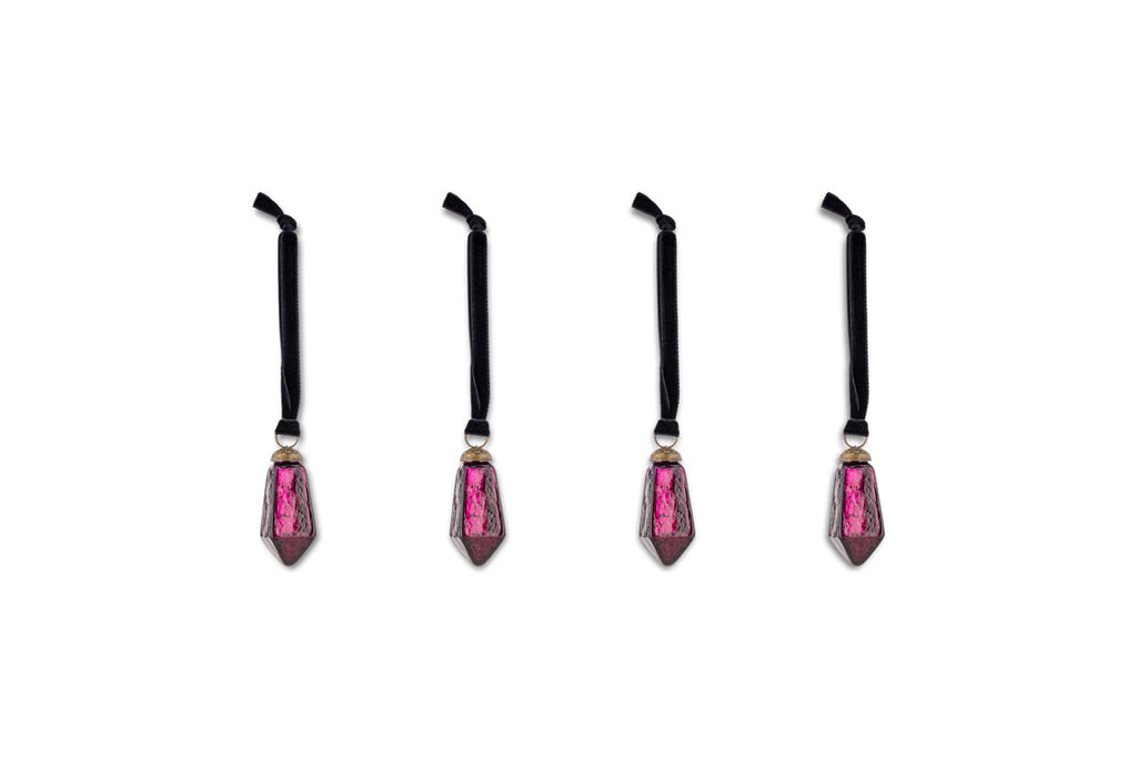 Boules de Noël Ratnam - Petit rubis (Lot de 4)