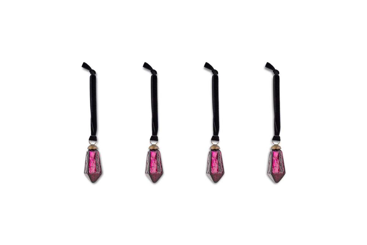 Boules de Noël Ratnam - Petit rubis (Lot de 4)