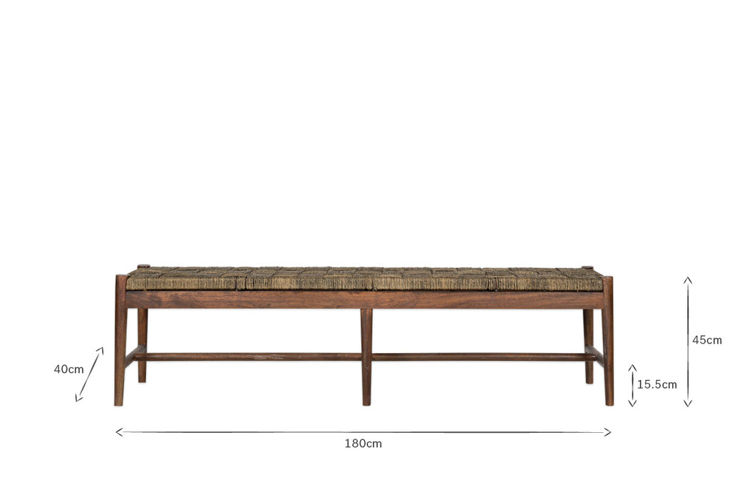 Banc tissé en acacia Raunak - Noyer lavé