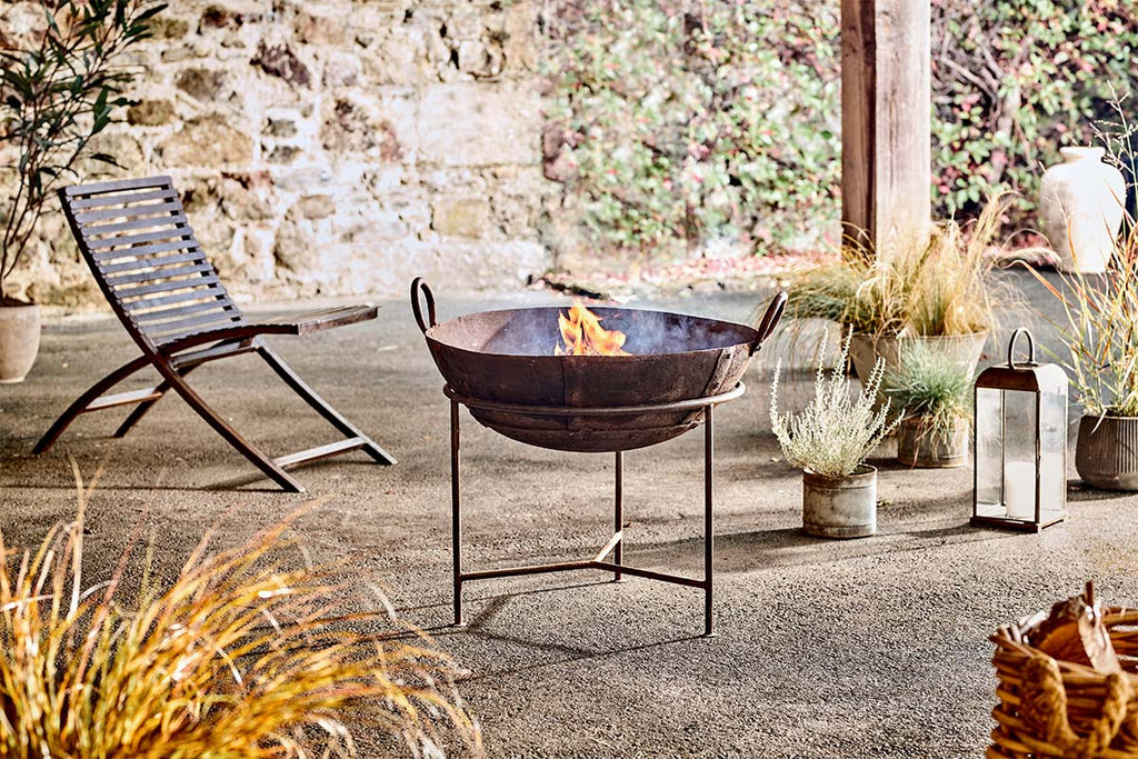 Kadai en fer recyclé avec grille - Moyen