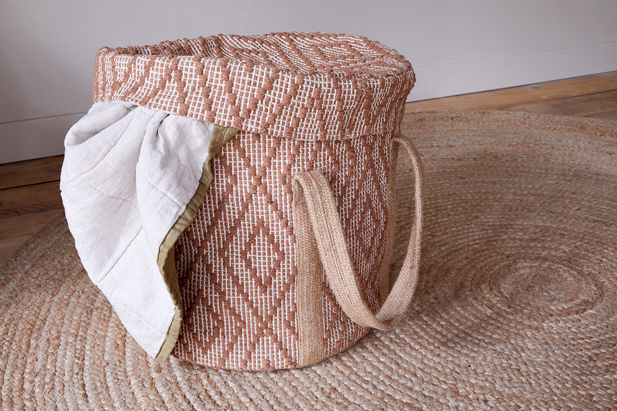Panier à linge en jute Renu - Rouille et naturel