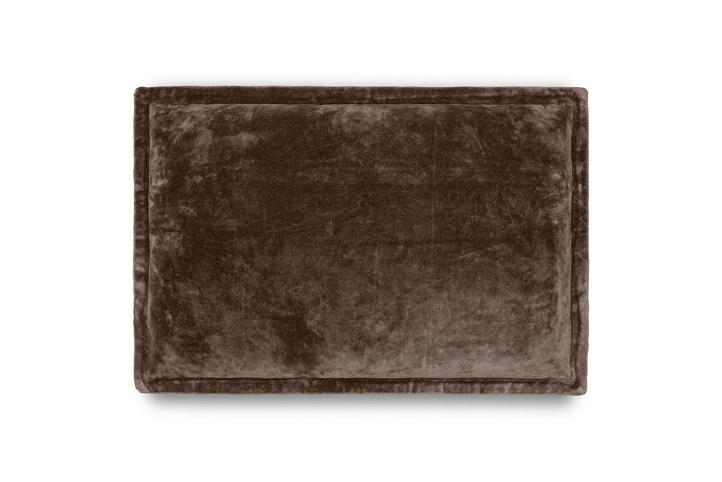 Housse de coussin Renwal en velours et lin - Marron