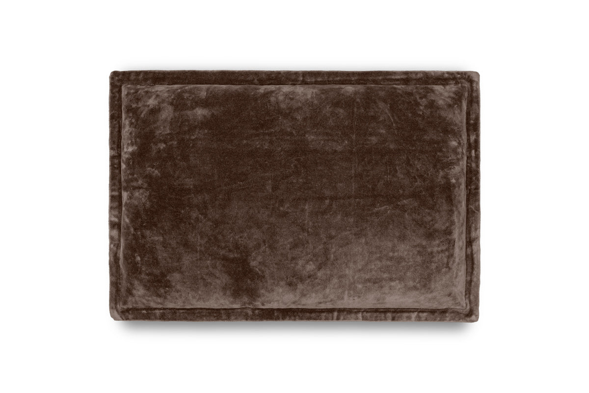 Housse de coussin Renwal en velours et lin - Marron