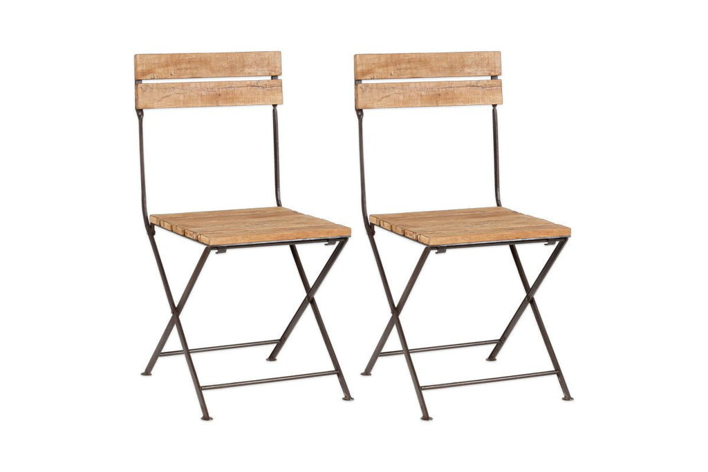 Chaises pliantes Rishikesh en bois et fer recyclés - (Lot de 2)