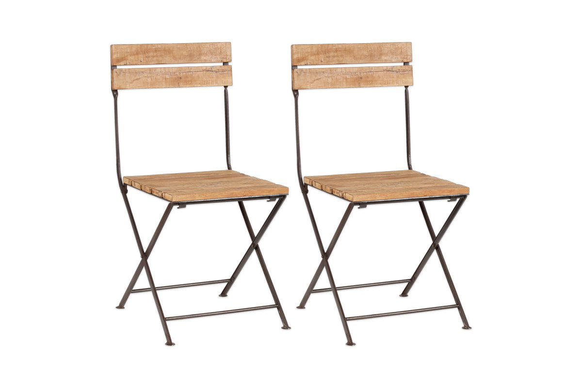 Chaises pliantes Rishikesh en bois et fer recyclés - (Lot de 2)