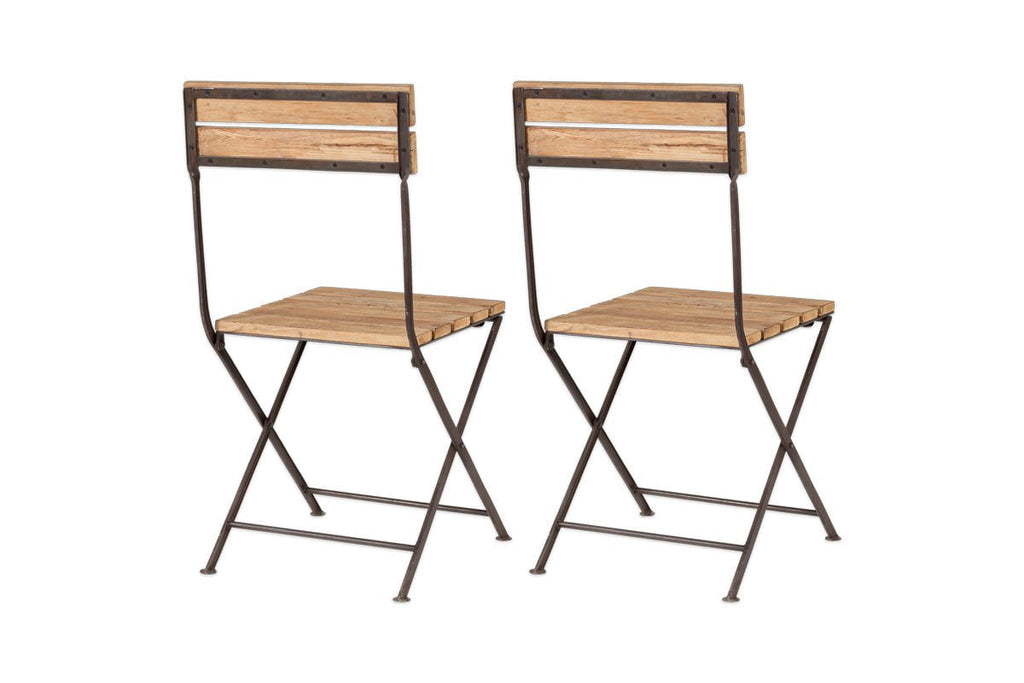Chaises pliantes Rishikesh en bois et fer recyclés - (Lot de 2)