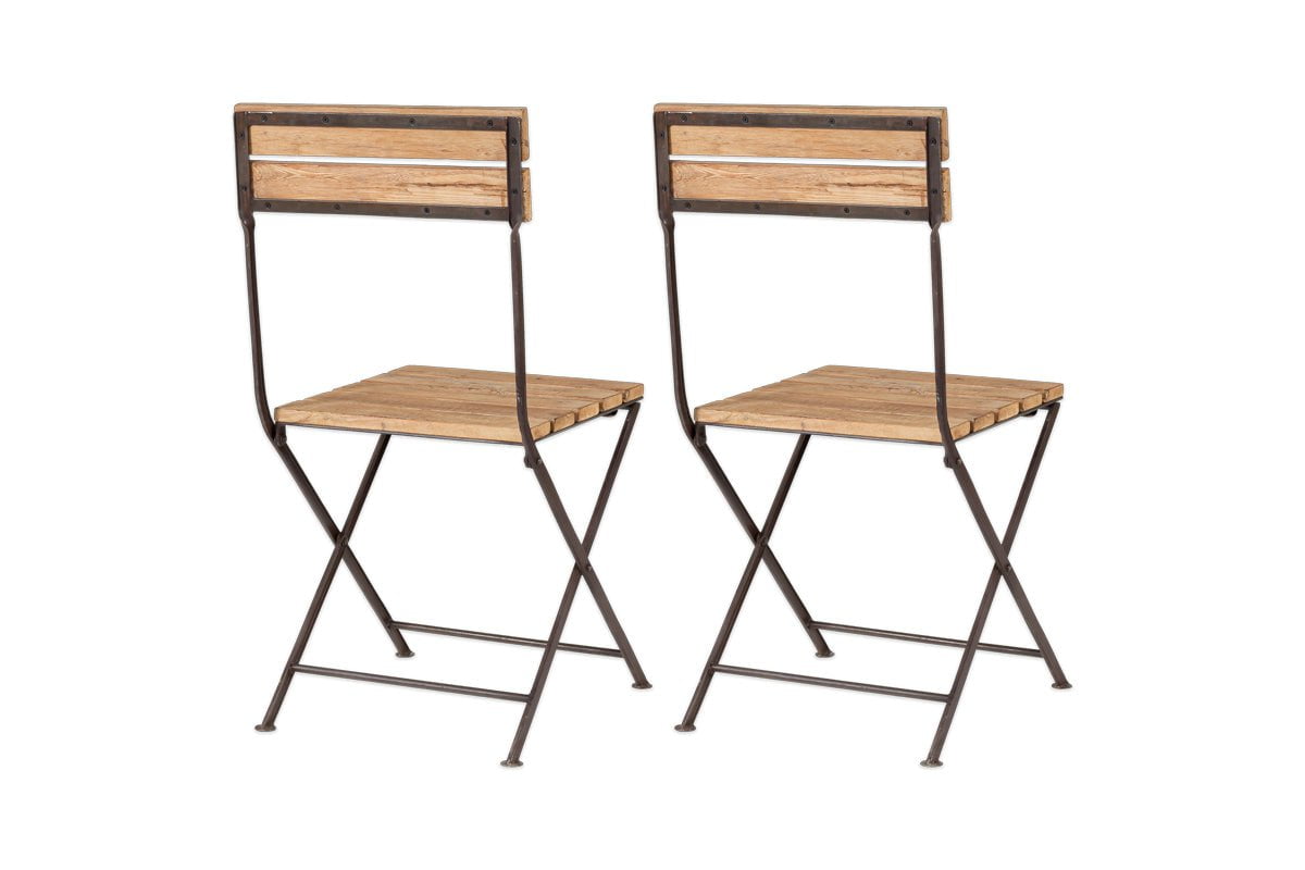 Chaises pliantes Rishikesh en bois et fer recyclés - (Lot de 2)
