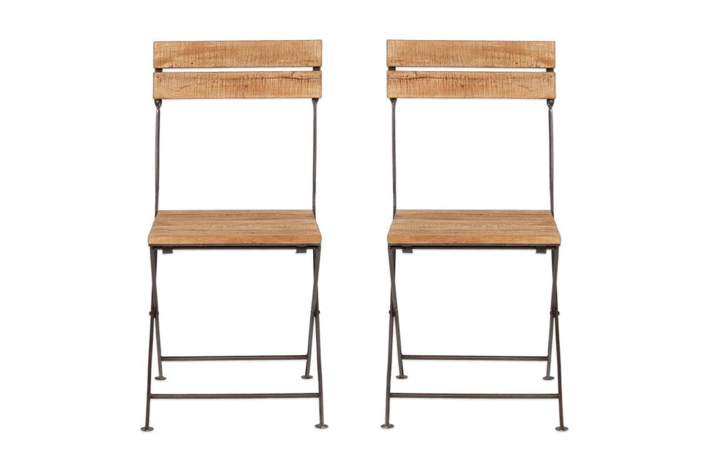 Chaises pliantes Rishikesh en bois et fer recyclés - (Lot de 2)