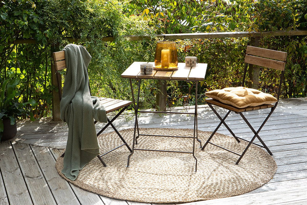 Table pliante en bois et fer recyclés de Rishikesh