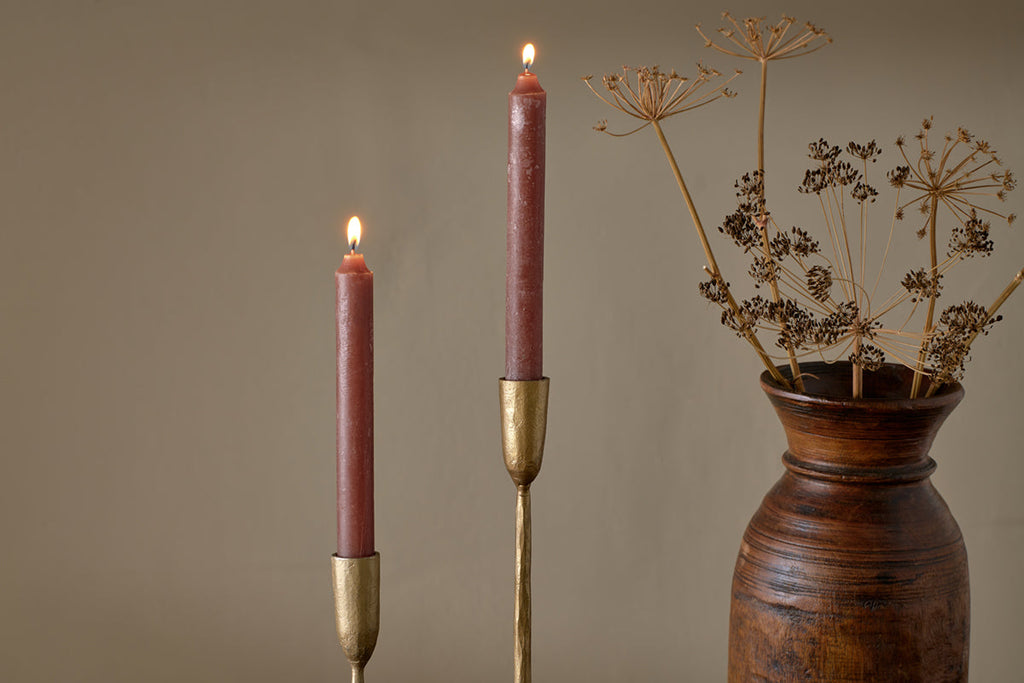 Bougies de table rustiques à base de mélange de soja - Rouille (Lot de 2)