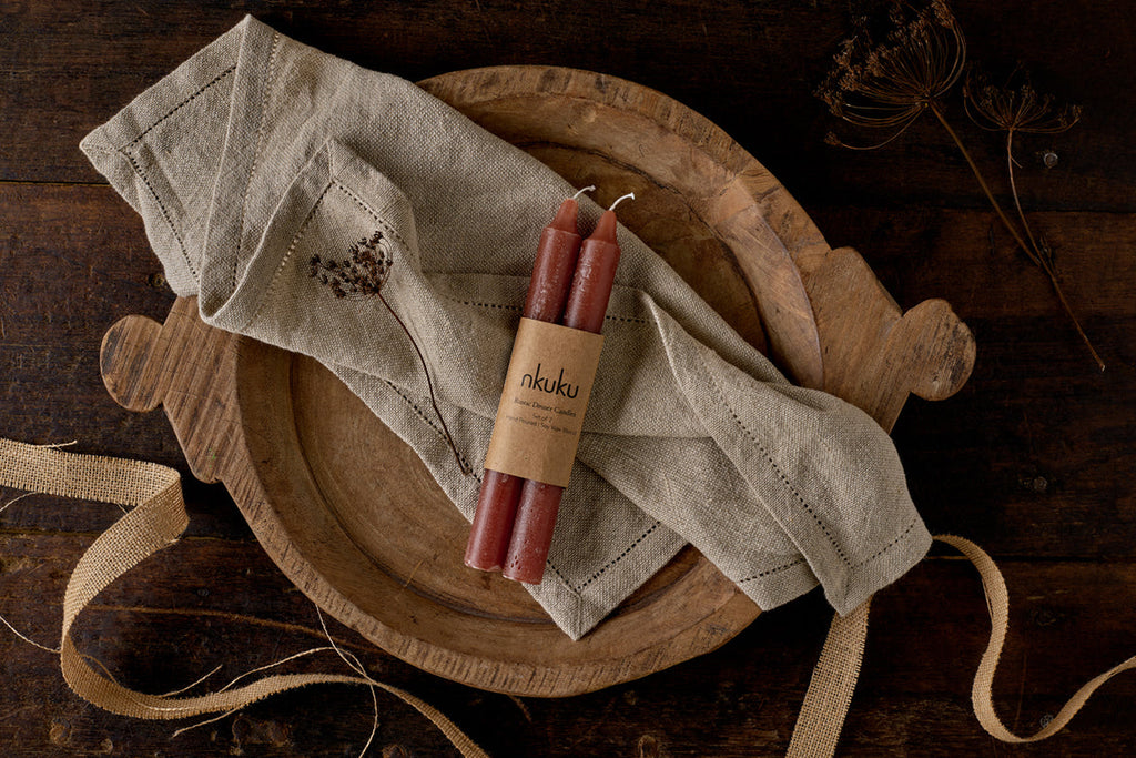 Bougies de table rustiques à base de mélange de soja - Rouille (Lot de 2)
