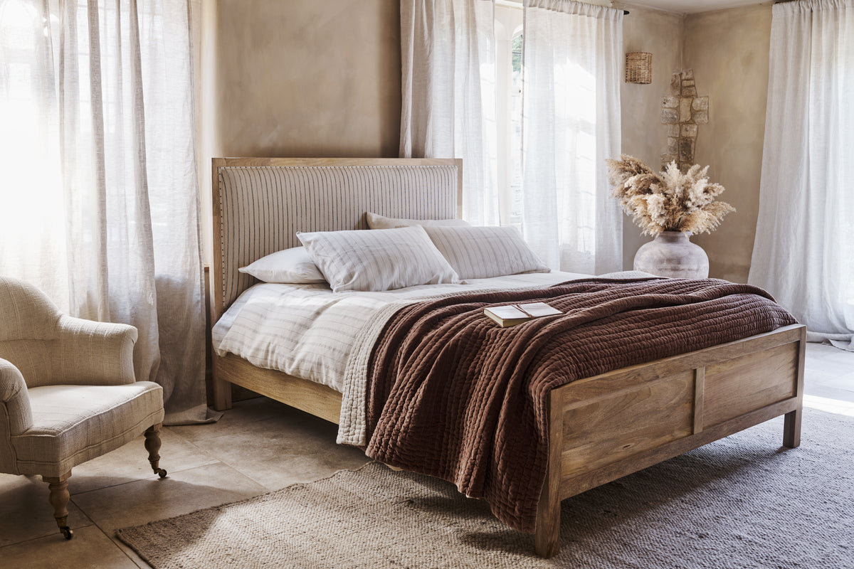 Lit à rayures Sanja - Naturel