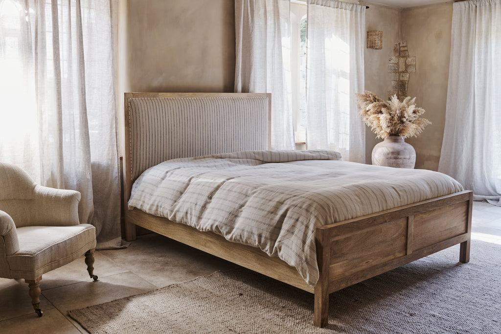 Lit à rayures Sanja - Naturel