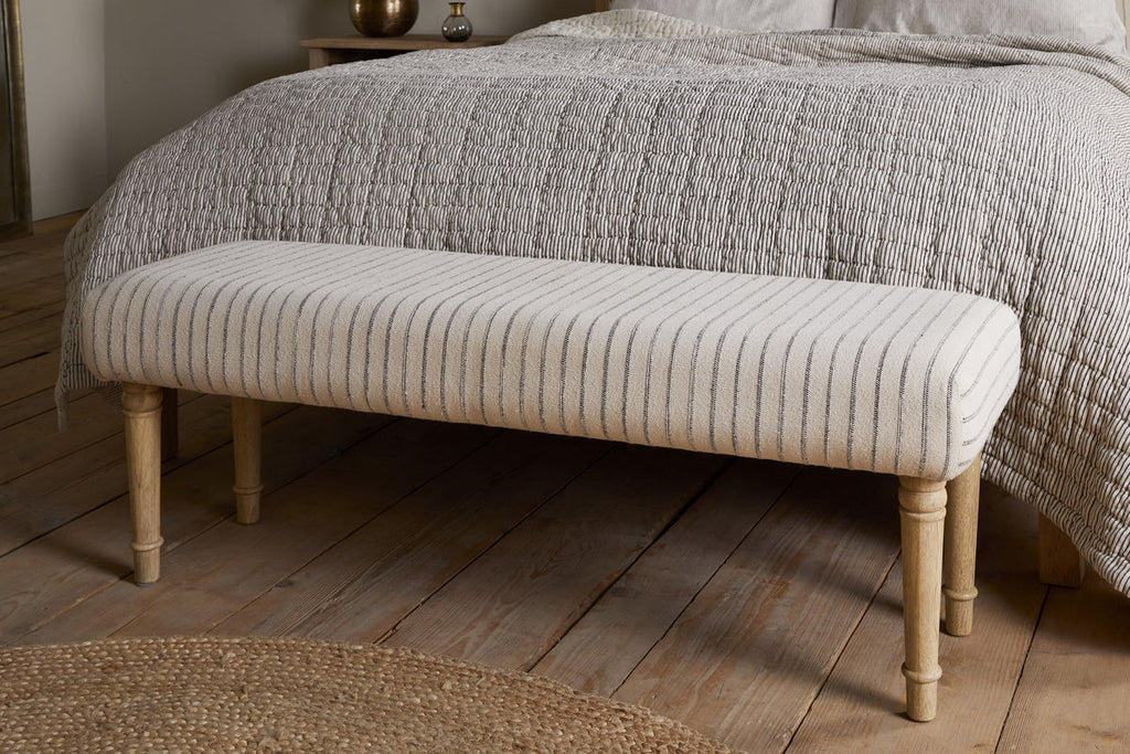 Banquette rembourrée à rayures Sanja - Gris