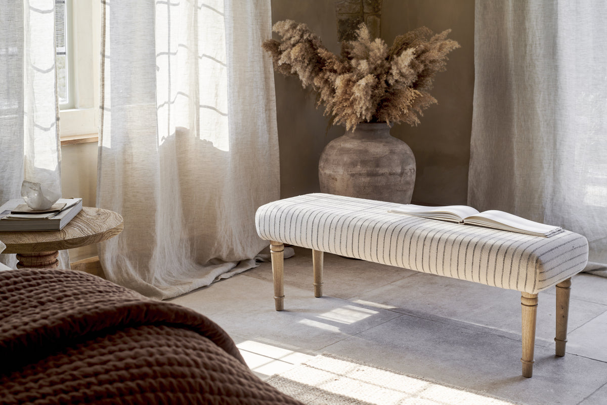 Banquette rembourrée à rayures Sanja - Gris