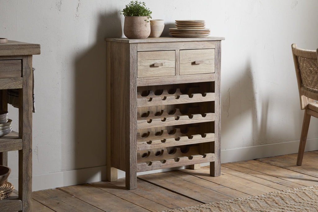 Casier à vin Shanthi en bois recyclé - Naturel