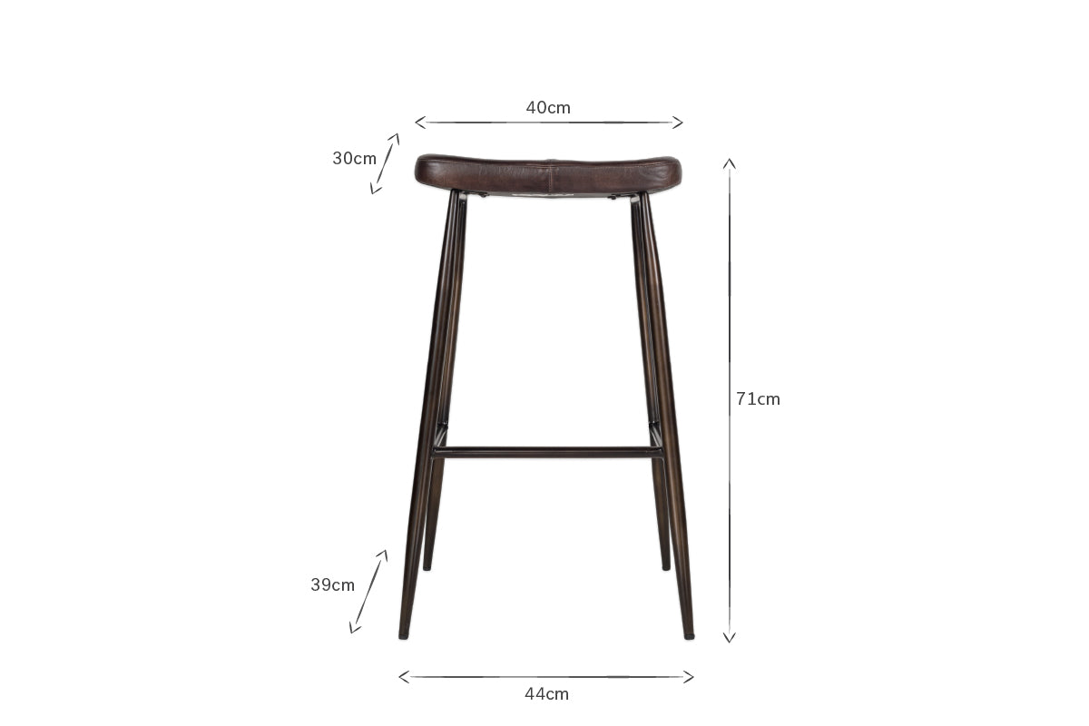Tabouret de bar en cuir Samaira - Marron foncé