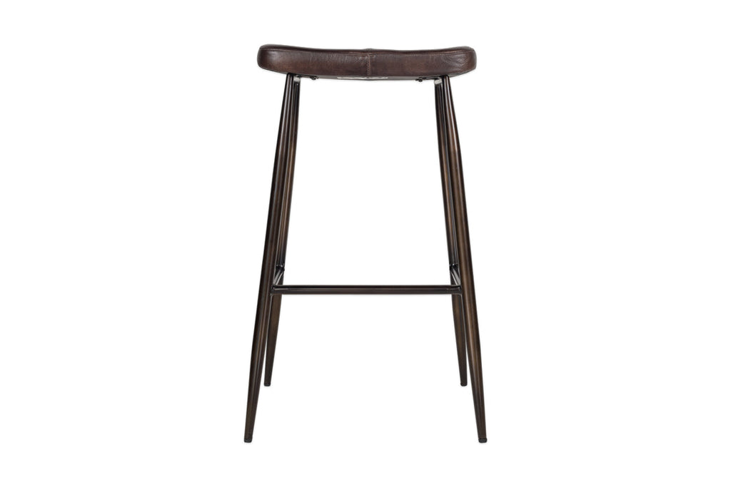 Tabouret de bar en cuir Samaira - Marron foncé