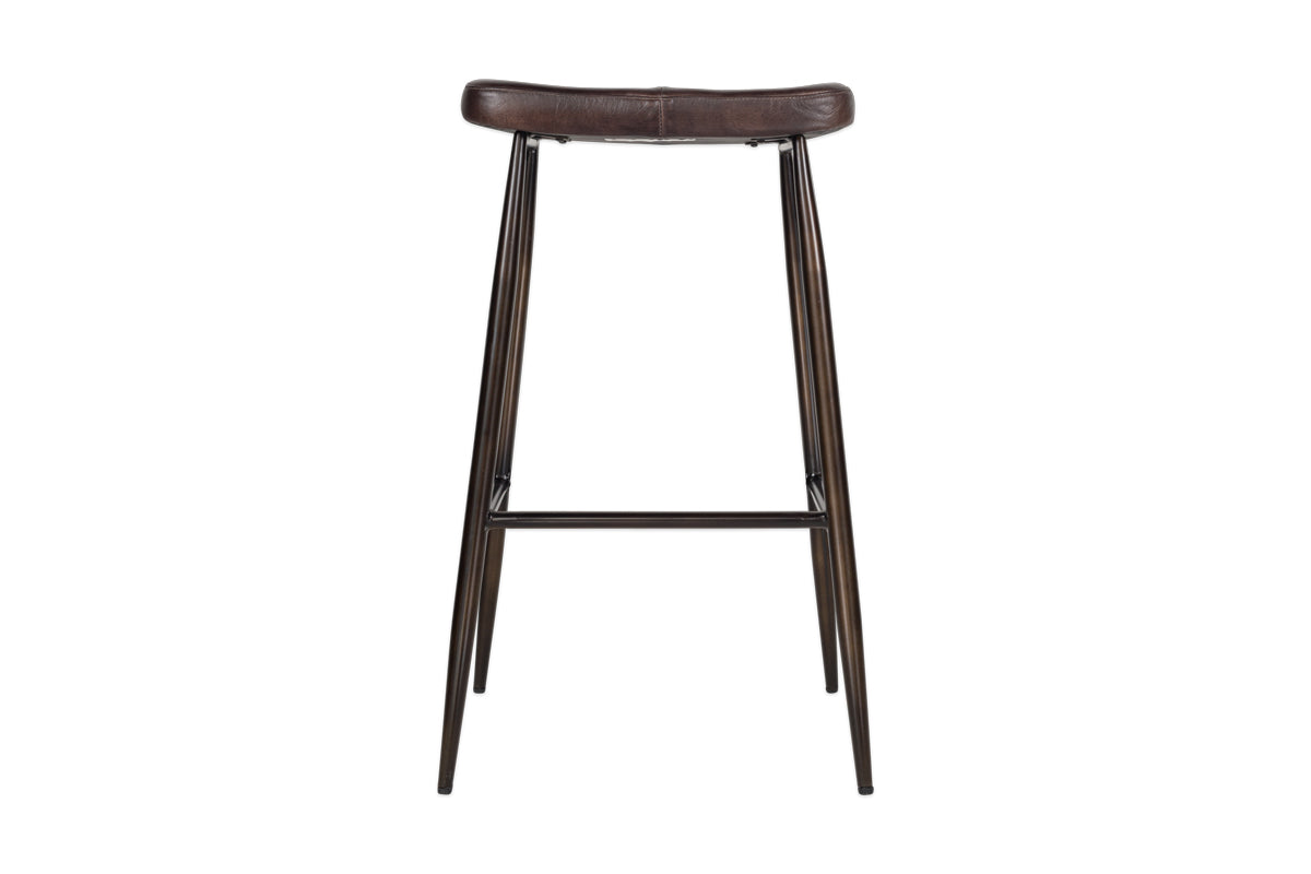 Tabouret de bar en cuir Samaira - Marron foncé