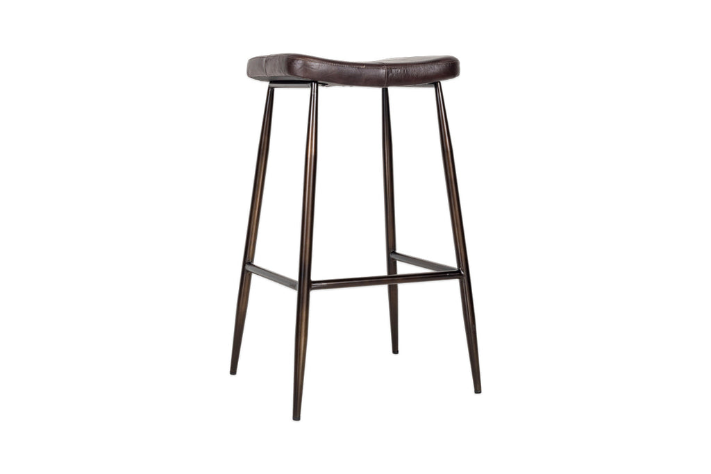 Tabouret de bar en cuir Samaira - Marron foncé