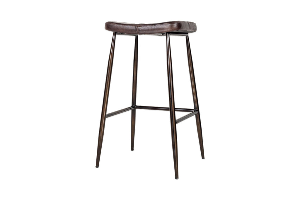 Tabouret de bar en cuir Samaira - Marron foncé