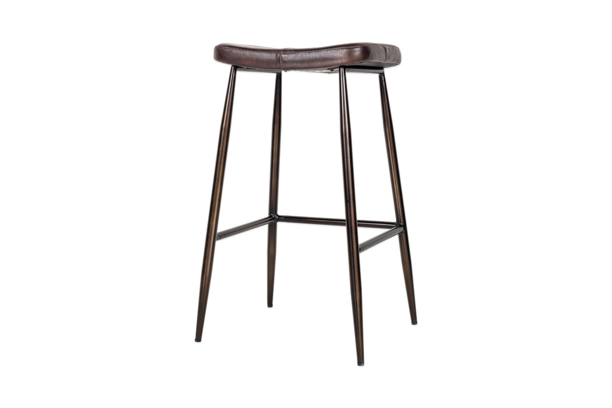 Tabouret de bar en cuir Samaira - Marron foncé