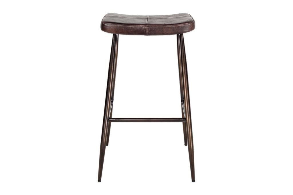 Tabouret de bar en cuir Samaira - Marron foncé