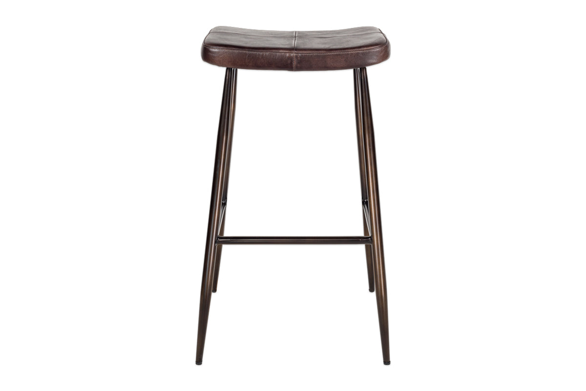 Tabouret de bar en cuir Samaira - Marron foncé