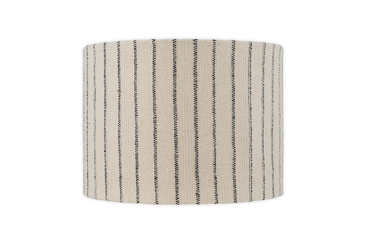 Abat-jour à rayures en coton Sanja - Blanc cassé et gris